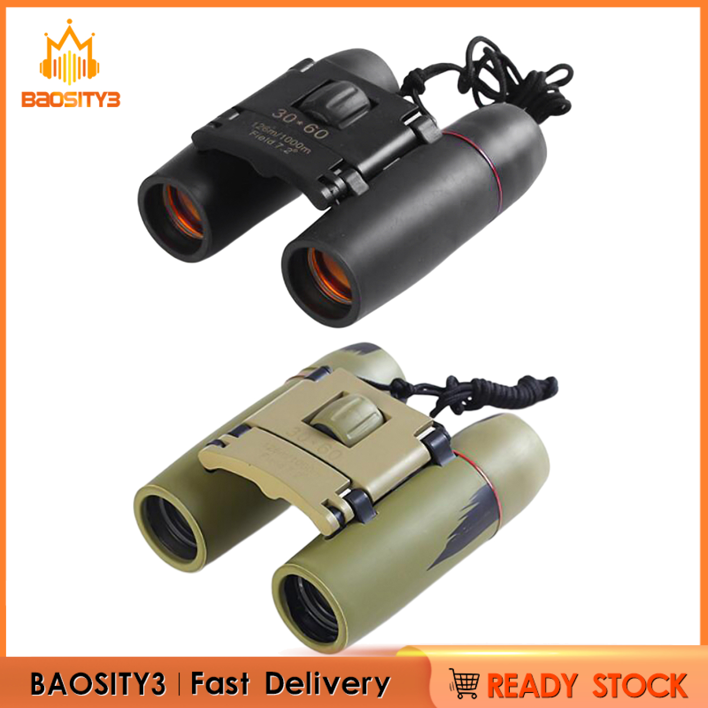 [baosity3]Mini 30 x 60 Zoom Night Vision Binoculars HD Telescope  Black