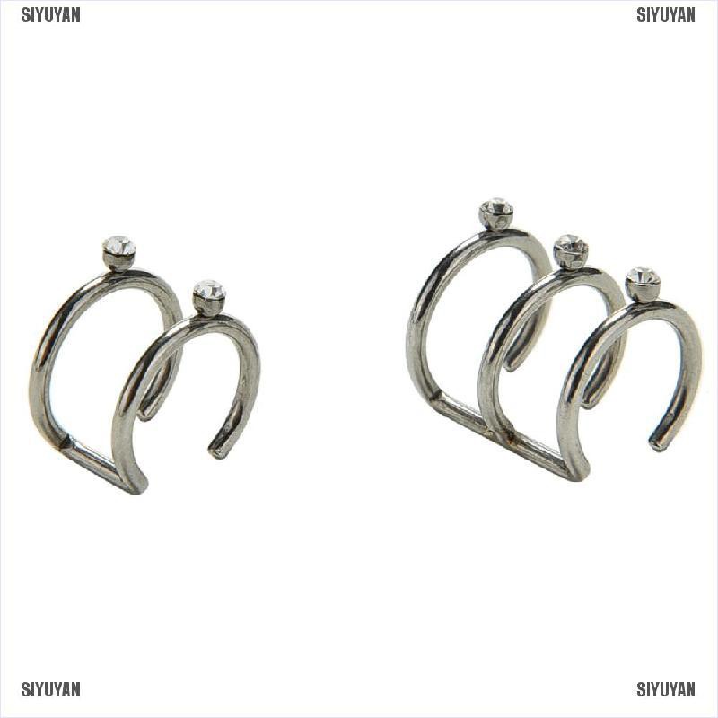 Khuyên Kẹp Vành Tai 2 / 3 Tầng Màu Bạc Thời Trang Cá Tính