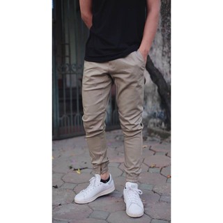 Quần jogger vải kaki nam hàn quốc mẫu chống nhăn - màu nâu nhạt