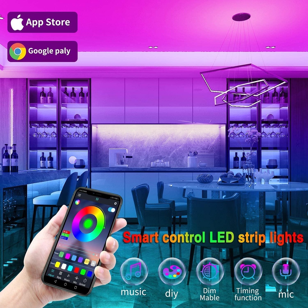 Dây Đèn LED RGB 5050 2835 5V USB Bluetooth Linh Hoạt Dùng Trang Trí Đèn Nền TV