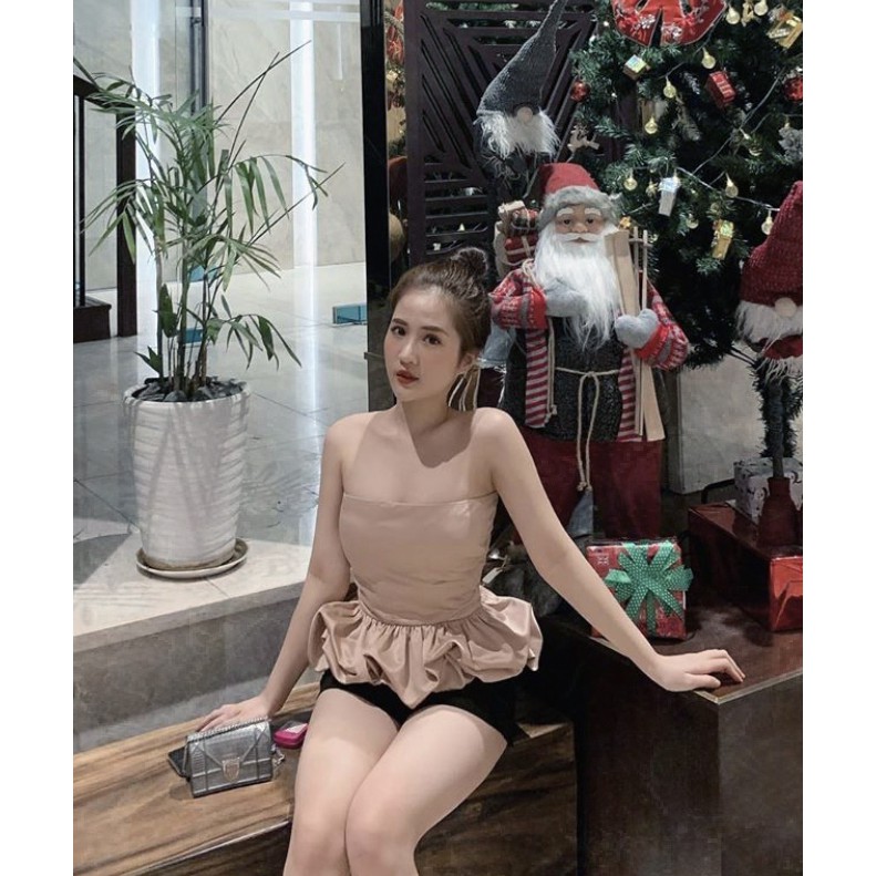 (HÌNH THẬT) Áo Satin Nhấn Eo Phồng Bí (NUDE) | BigBuy360 - bigbuy360.vn