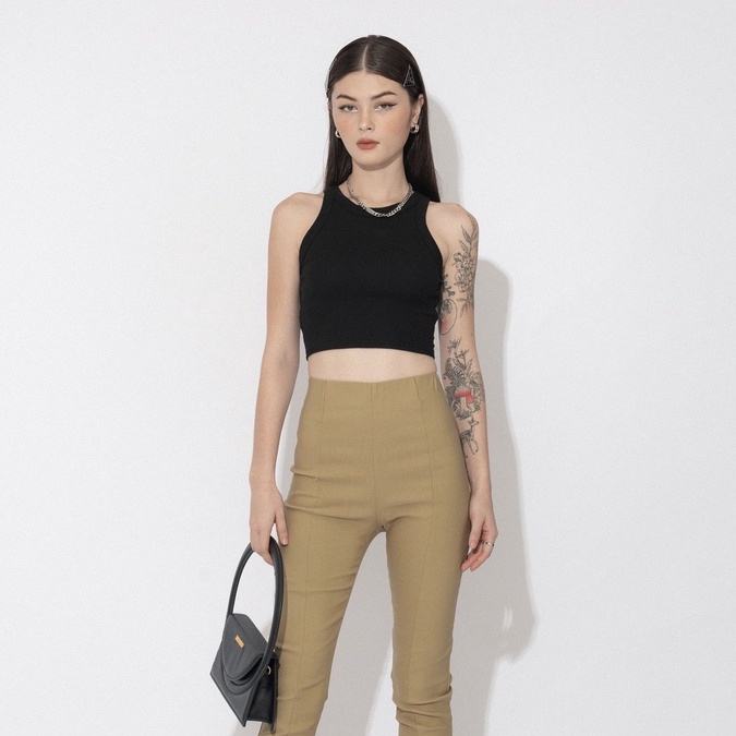 25 STUDIO Áo ba lỗ croptop ôm body chất thun gân Halter Top