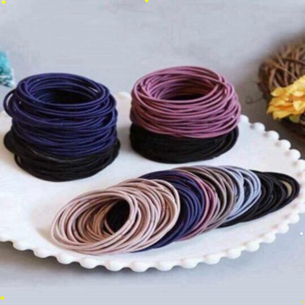 [FREESHIP️] Set 100 chun buộc tóc hàn quốc đủ màu siêu tiện lợi -Gia Dụng Mai Chi