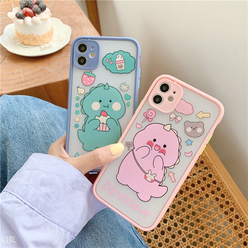 🌸VIDEO THẬT🌸 Ốp Lưng Đôi iPhone Nhám Viền Màu Khủng Long Xinh 6/6s/6plus/6splus/7plus/8plus/x/xs/xs max/11/11 pro max | BigBuy360 - bigbuy360.vn