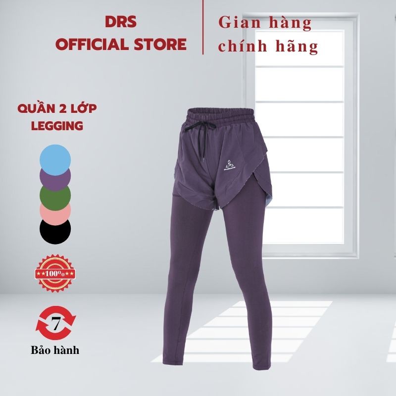 Quần thể thao nữ legging DRN07, quần tập gym nữ 2 lớp, với lớp trong thun lạnh ống dài, lớp ngoài lớp sóc DRS