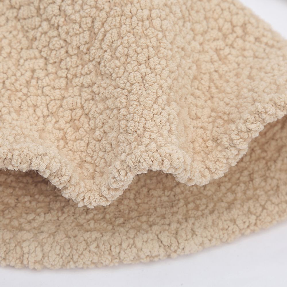 Mũ bucket vải len lông cừu màu trơn đơn giản thời trang Hàn Quốc cho nữ