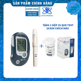 Máy đo đường huyết CLEVER CHECK  - Máy đo tiểu đường tặng kèm 25 que thử và 25 kim chích