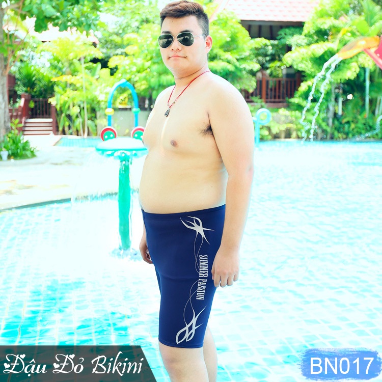 Quần bơi big size cho nam giới, có size lớn đến 125kg, dáng sooc đùi dài, thun bơi lạnh dày dặn co giãn 4 chiều | BN017