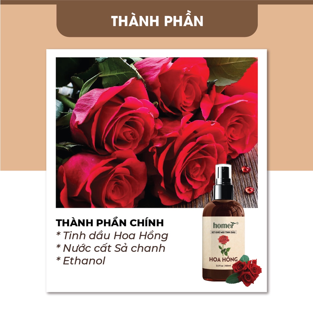 Combo 2 xịt thơm phòng Hoa Hồng Homer 100ml/ chai