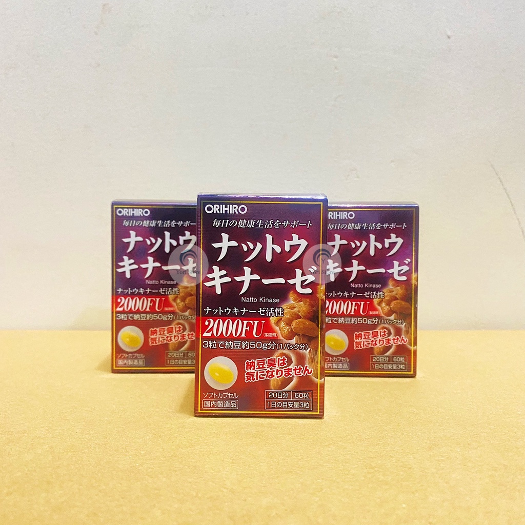 Viên uống chống đột quỵ, tai biến Natto Kinase 2000FU Orihiro Nhật Bản hộp 60 viên