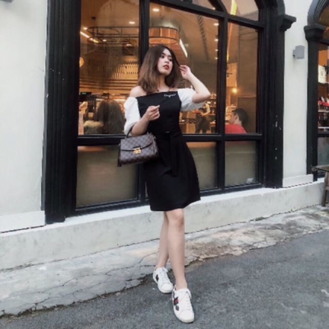 ĐẦM ĐEN PHỐI TAY BỒNG