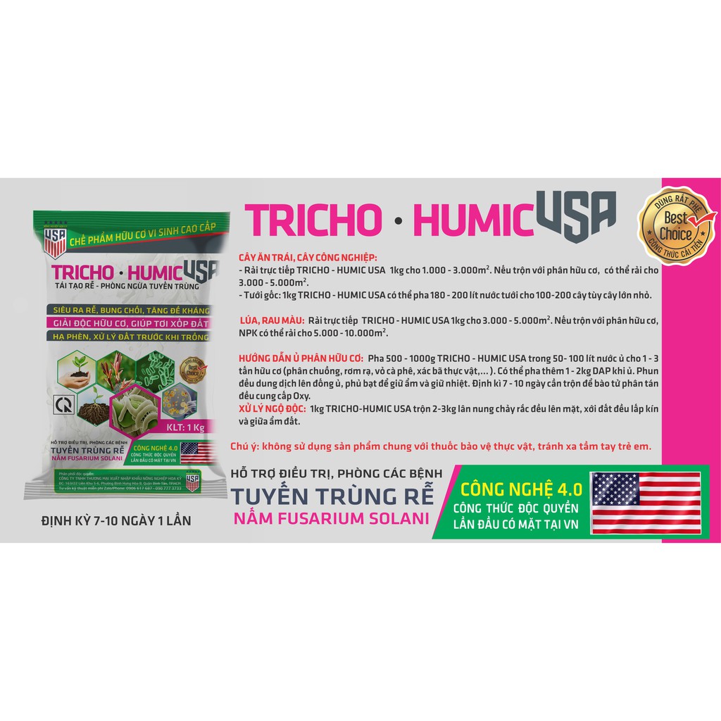 [Ngăn Ngừa Xì Mủ] Phân Bón Vi Sinh Hữu Cơ Tricho Humic USA – Diệt Sạch Khuẩn Ngừa Xì Mủ Tơi Xốp Đất – Siêu Thị Cây Giống