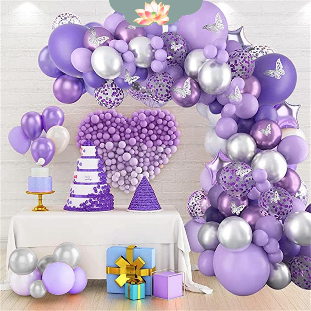 Set 109 Bong Bóng Hình Bướm Màu Tím Có Thể Tái Sử Dụng Dùng Trang Trí Tiệc Sinh Nhật Tkc3356