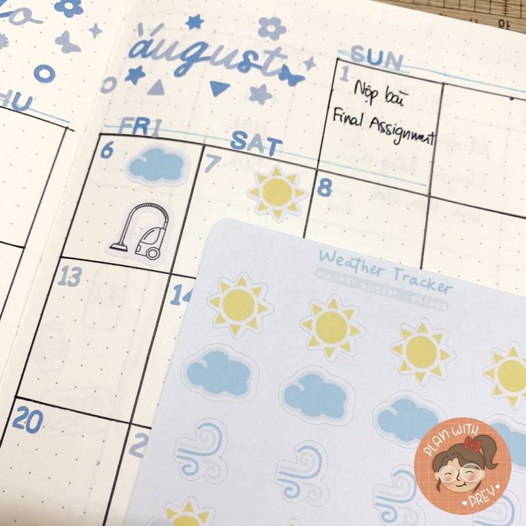 Sticker Planner thời tiết | Sticker Planner trang trí Sổ, Bullet Journal, Planner | Designed by Plan With Prey Studio