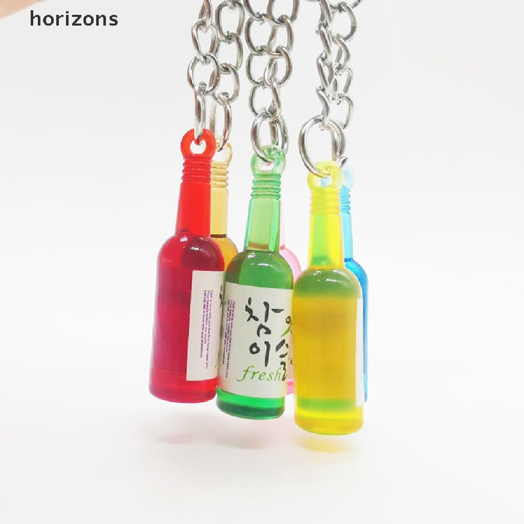 Móc khóa resin hình chai bia / rượu độc đáo phong cách Hàn Quốc