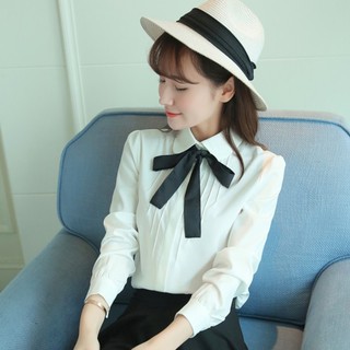 Áo sơ mi nữ trắng thắt nơ