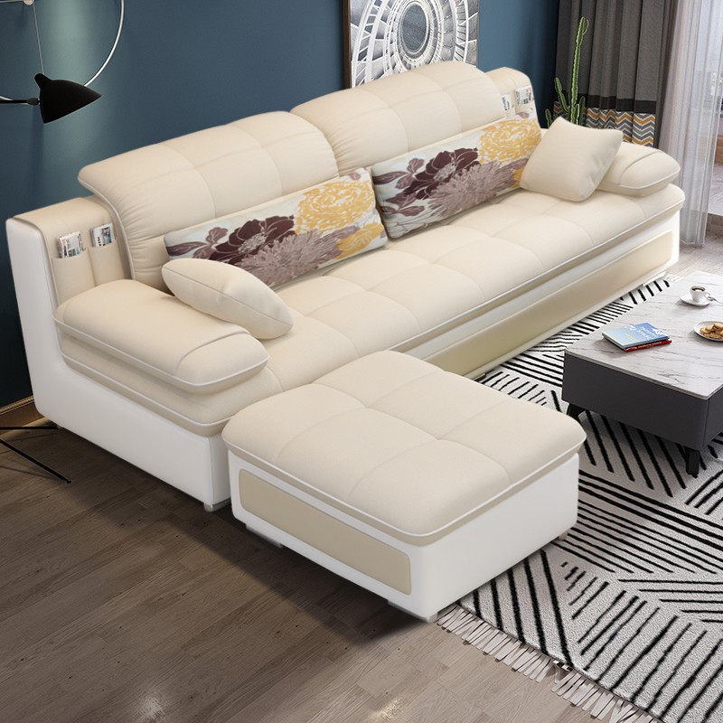 FU361 sofa ghế sô pha cho phòng khách căn hộ nhỏ 3 chỗ ngồi, có kèm phần kê chân, ghế dài kiểu dáng Bắc Âu