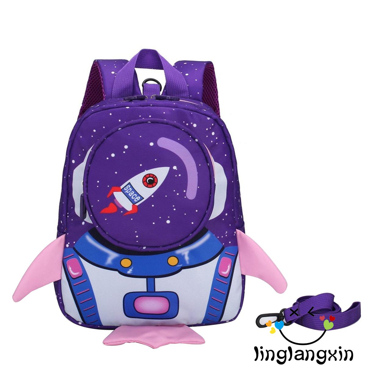 NFW♥Kids Backpack with Safety Leash, Lovely 3D Cartoon Rocket Lightweight School Bookbag