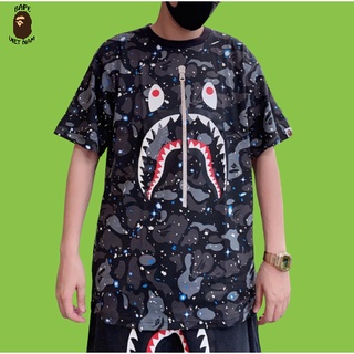 [Ảnh thật + FREESHIP] Tee Bape Shark Galaxy, Áo Thun Bape Cá Ngáo, Áo phông Bape Cá mập chất Cotton