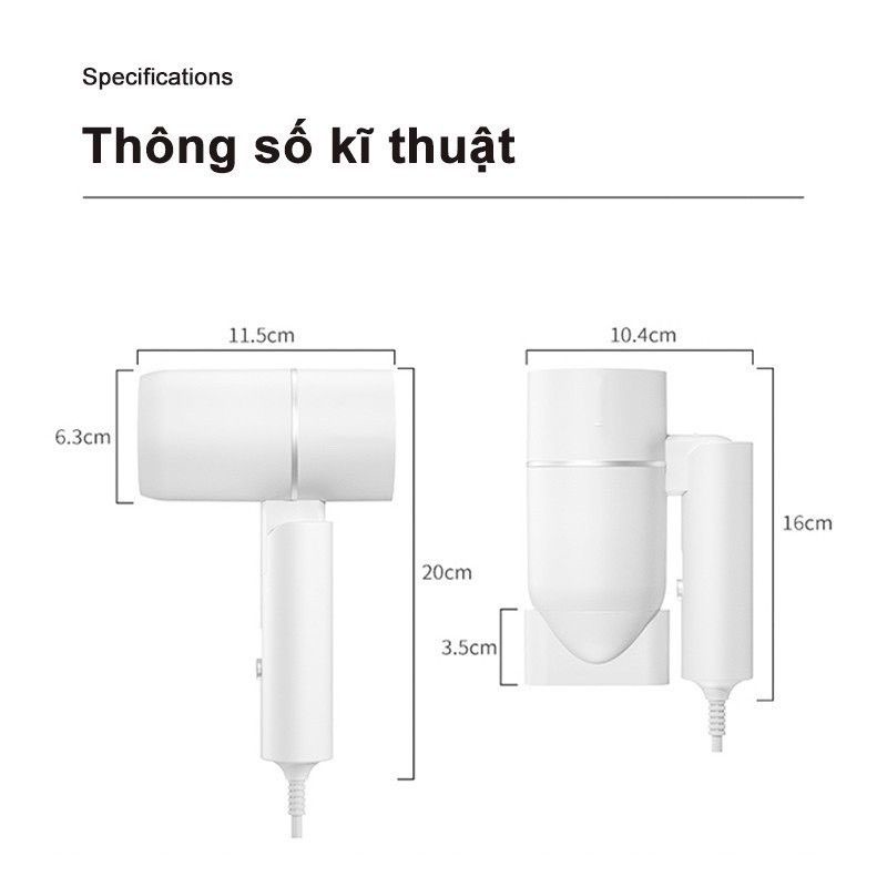 Máy sấy tóc mini gấp gọn tạo kiểu tóc chuyên nghiệp công suất 1000w BD07