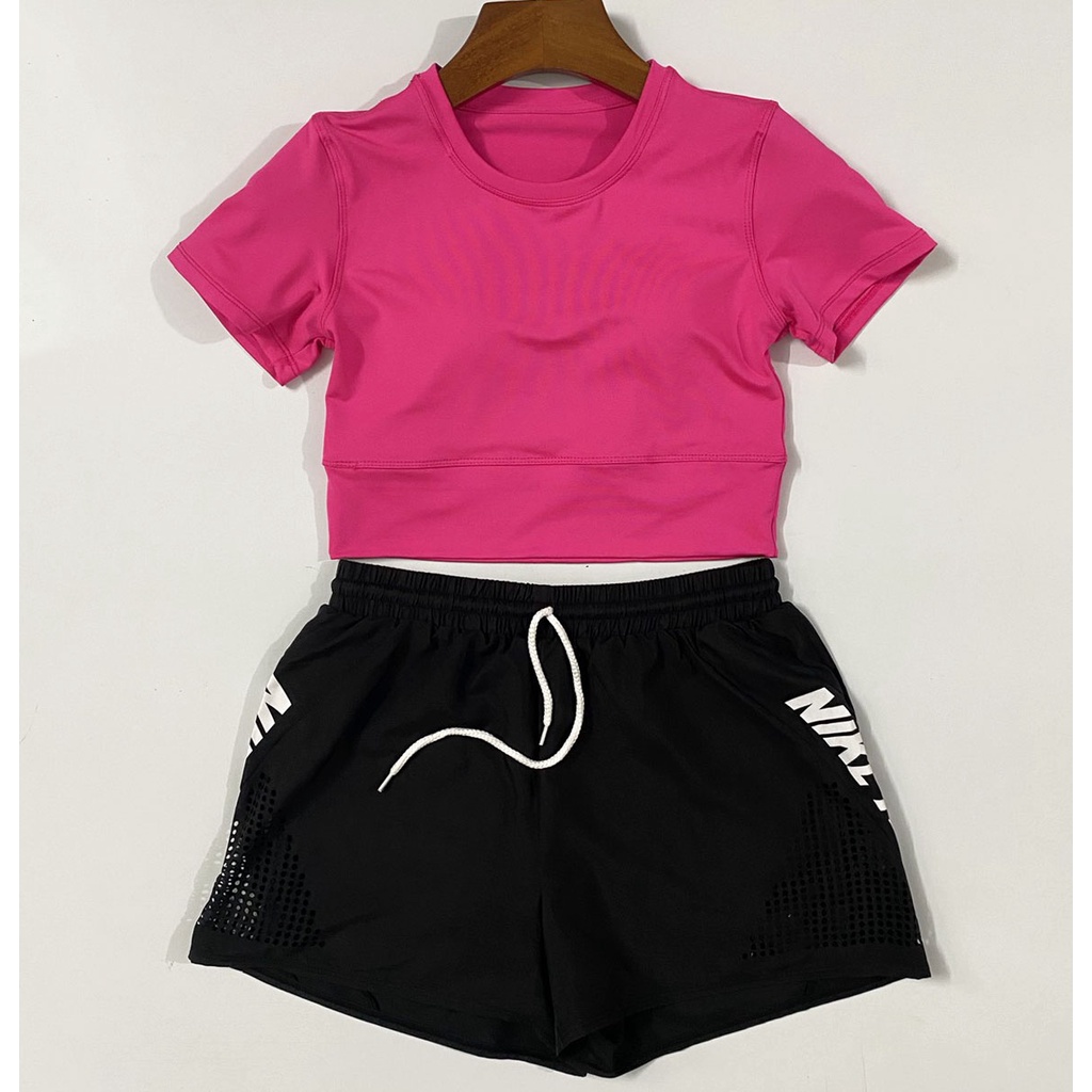 Bộ Tập Thể Thao Nữ - Áo Croptop - Quần Short 2 Lớp Phù Hợp Chạy Bộ, Tennis, Cầu Lông, Gym Màu Sắc Trẻ Trung Năng Động