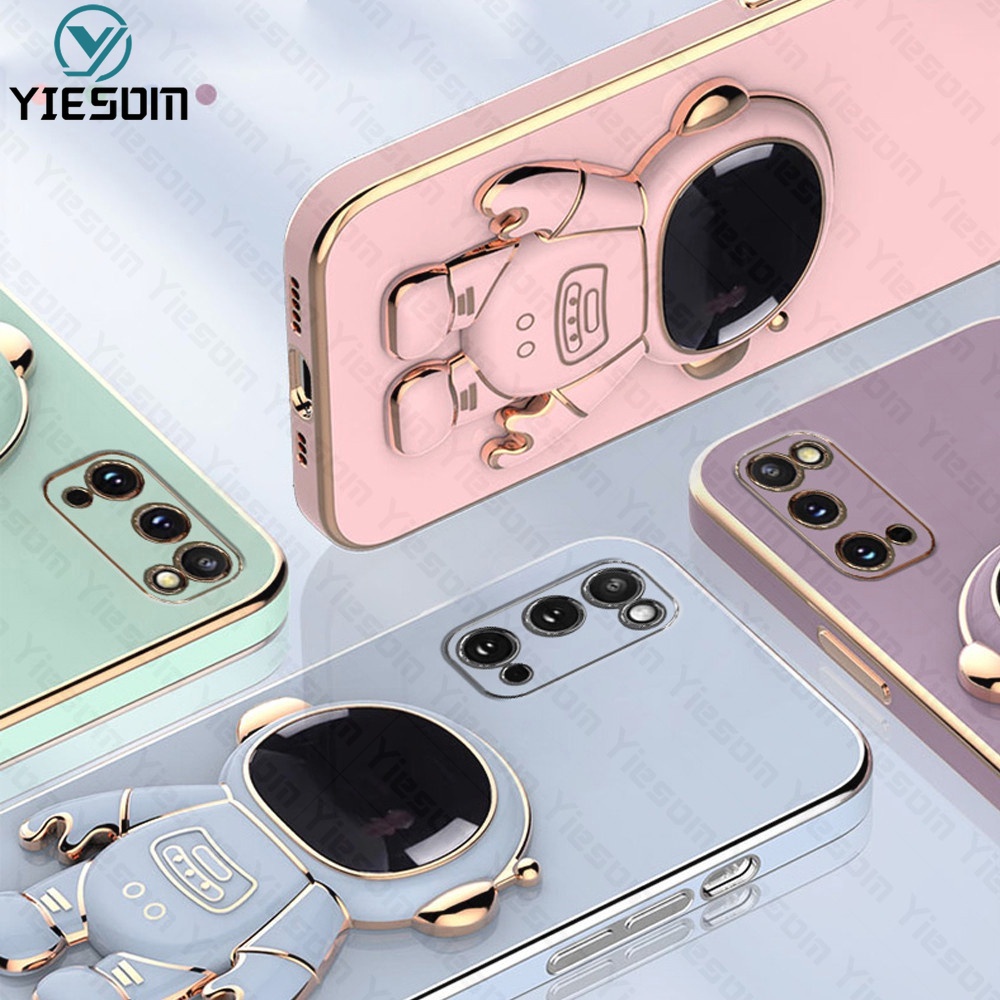 Ốp Điện Thoại Silicon Dẻo Mạ Màu Kèm Giá Đỡ Hình Phi Hành Gia Cho Samsung Galaxy S20 Ultra S20 FE S20 S10 Plus Note 20 Ultra