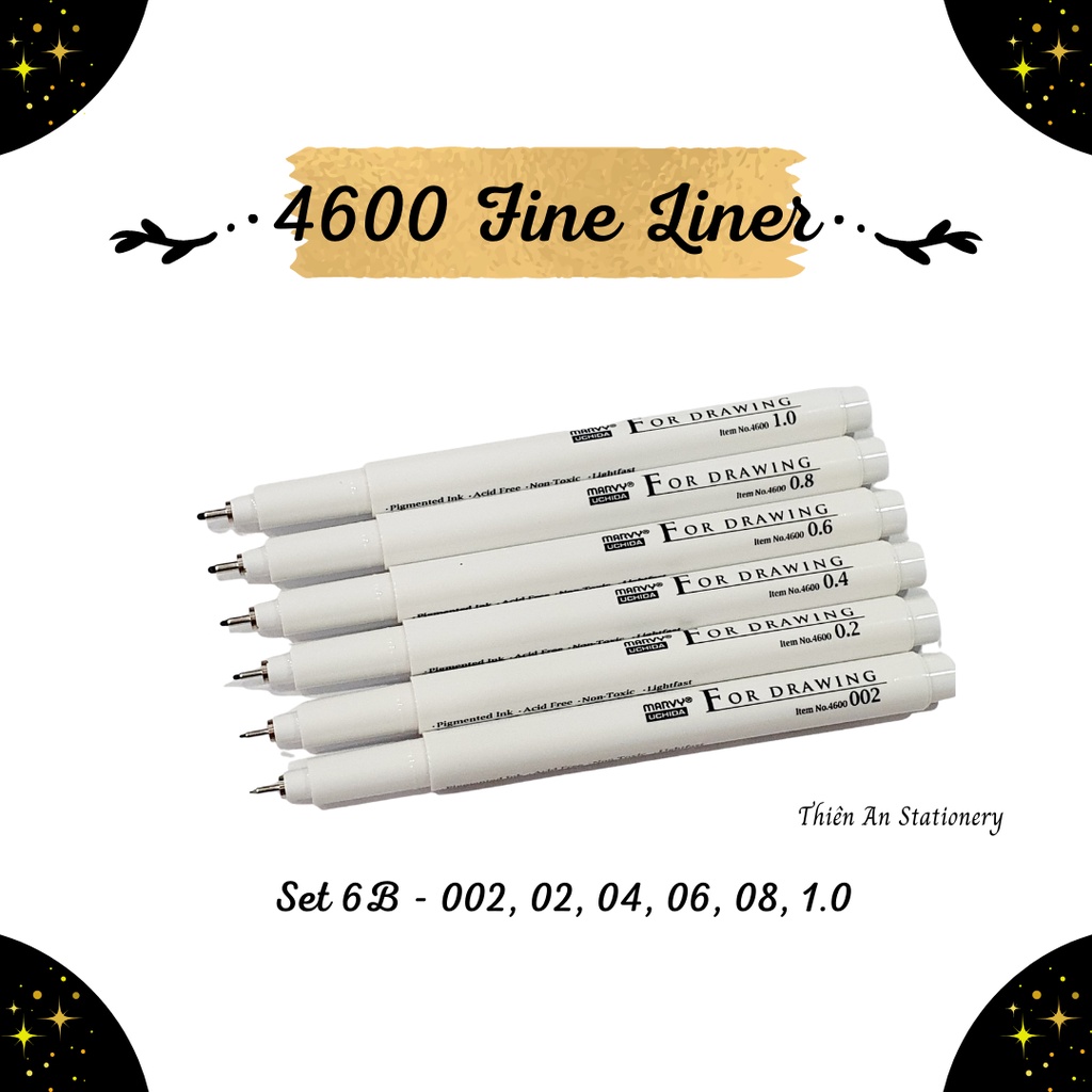 Bộ bút line đi nét Marvy 4600 (6 cây)