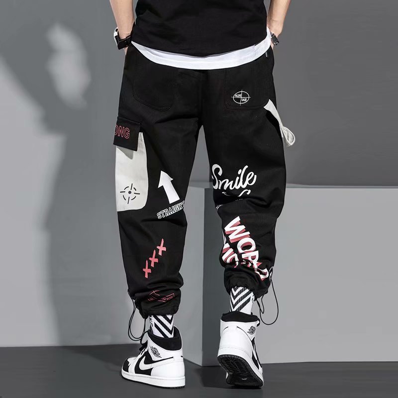 Men's Fashion Drawstring Loose Khaki Pants Size S-3XL