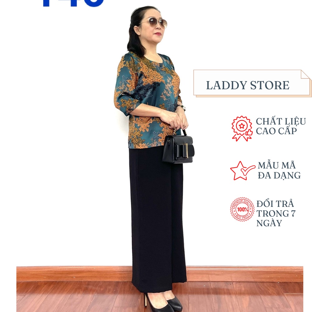 Bộ Đồ Trung Niên Bộ Phối Áo Lụa Satin và Quần Đũi Cao Cấp Dành Cho Phụ Nữ Việt Nam 2021- Laddy Store