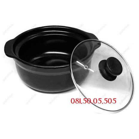 Nồi đất kho tộ, nấu mỳ cay 1 lít nồi đất 8 inch có đế đỡ bằng nhựa chịu nhiệt