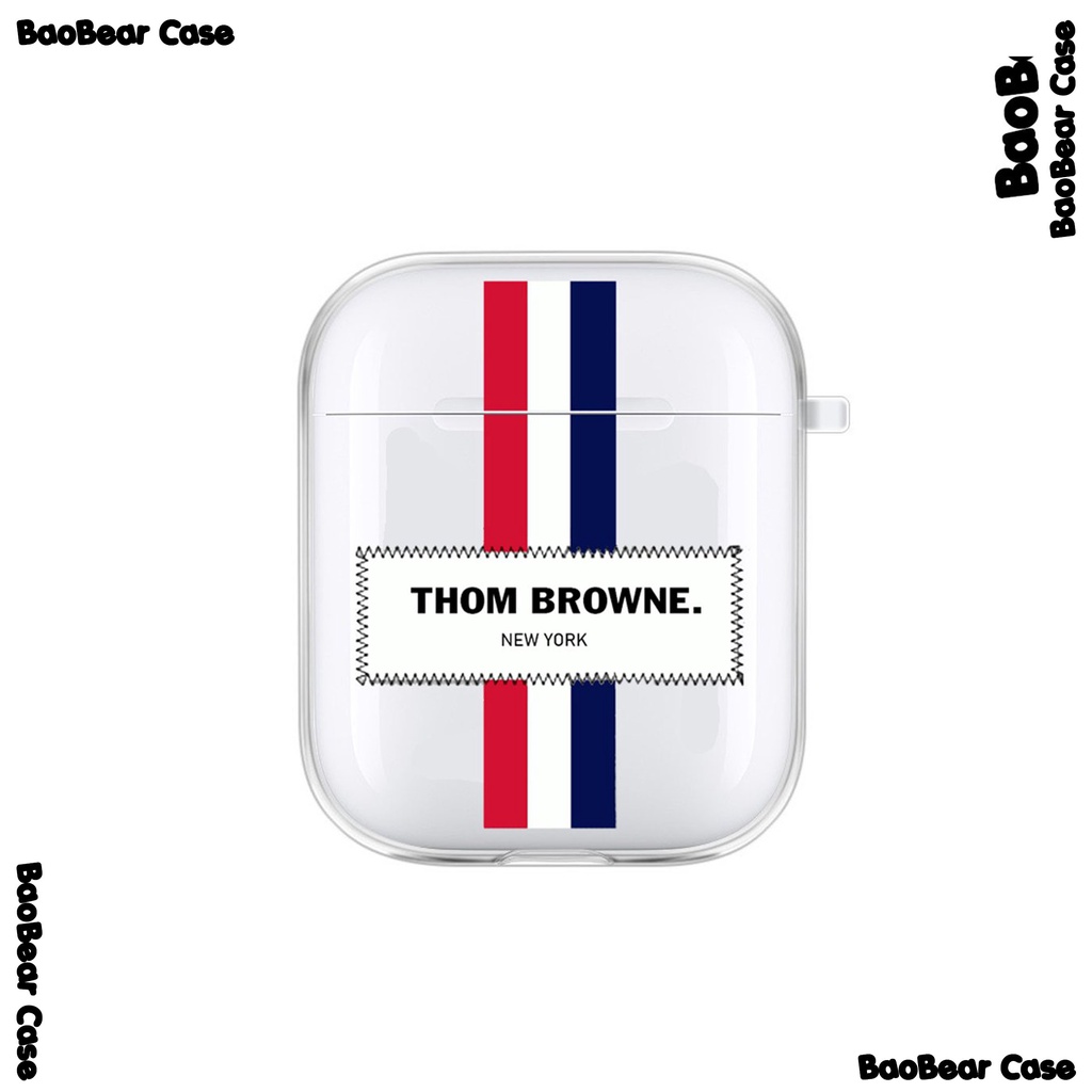 Case Airpod 1/2/3 Airpod Pro 1 2 Vỏ Ốp Bọc Tai Nghe Airpod Hình Thom Browne kẻ màu Chất Liệu Silicon Dẻo kèm móc cài