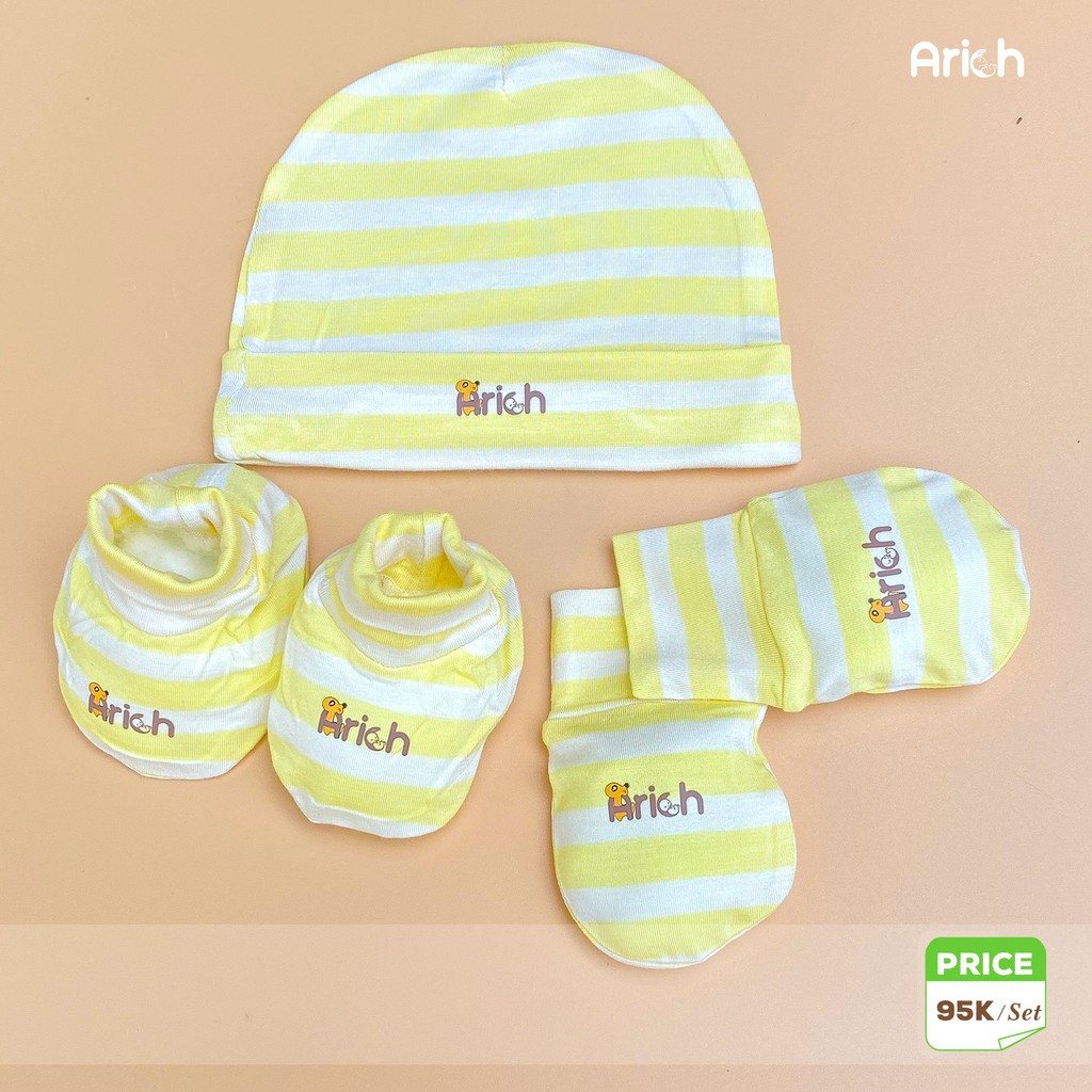 [Mã SKAMCLU8 giảm 10% cho đơn từ 100K] Phụ kiện Mũ , Set bao tay bao chân 0-9M SỢI TRE Arich