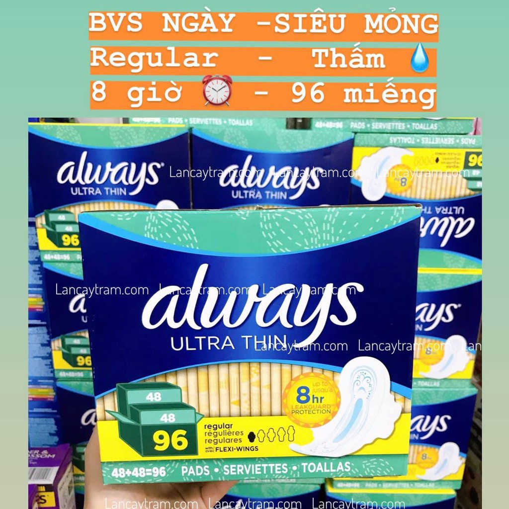 [HANG_MI_NHAP_KHAU] BVS BAN NGÀY SIÊU MỎNG ALWAYS ULTRA THIN REGULAR 8HR 96 MIẾNG