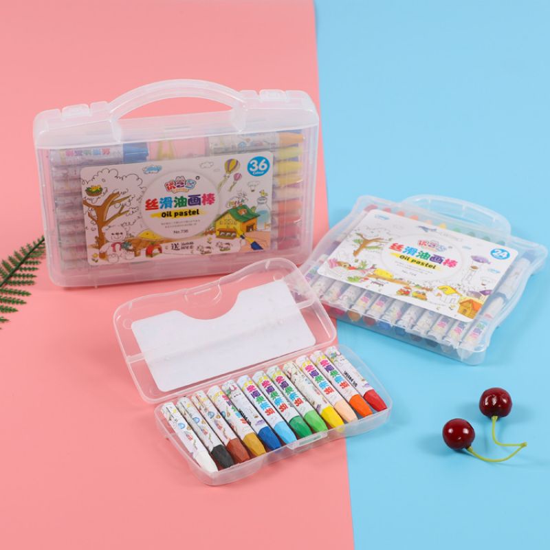 Bộ 12/18/24/36 màu sáp dầu Oil pastel hộp nhựa có quai xách