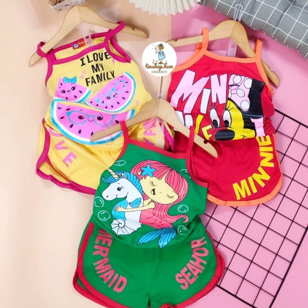 Bộ quần áo trẻ em bé gái Size đại từ 10-40kg Thun COTTON 100% co giãn 4 chiều mỏng mát mịn đẹp - BỘ HAI DÂY