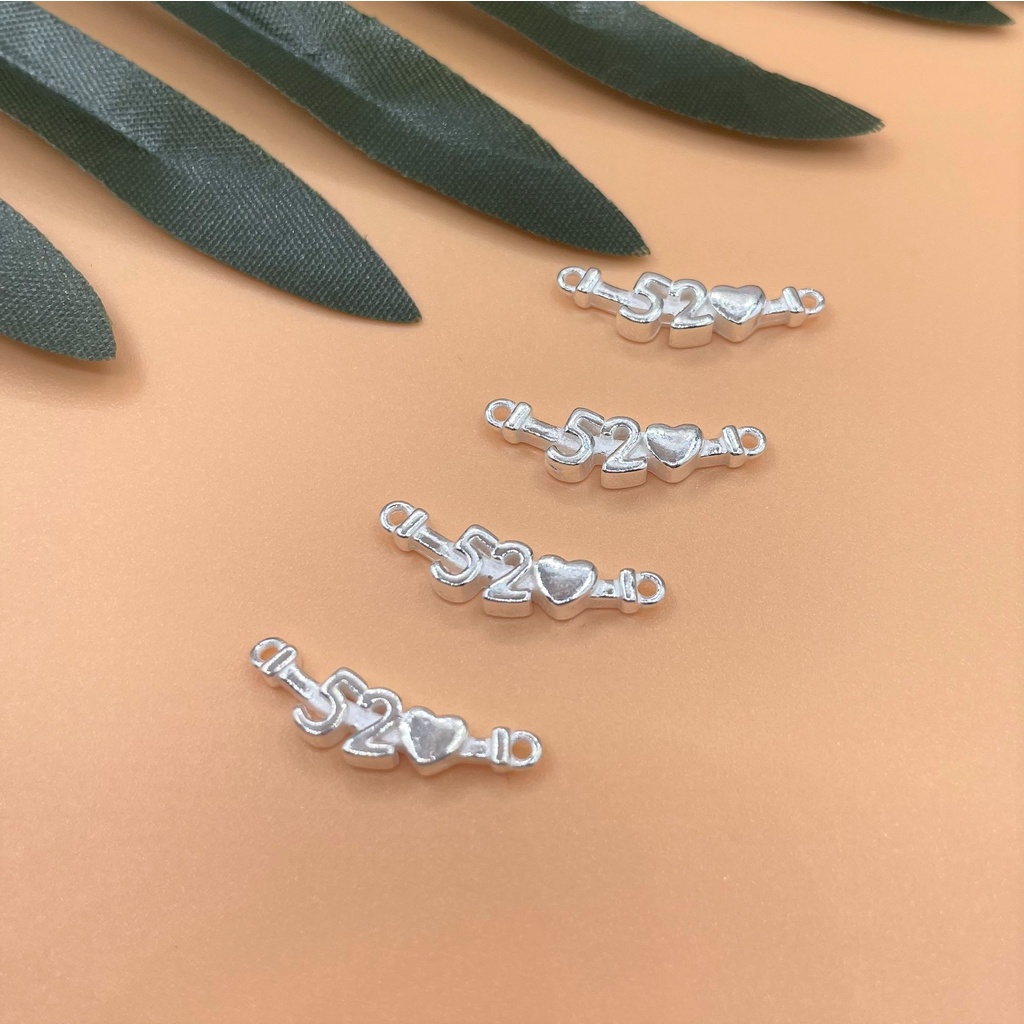 Charm 2 móc treo chữ 520 (Nghĩa là anh yêu em) - Charm Bạc 925 - Mã CB782
