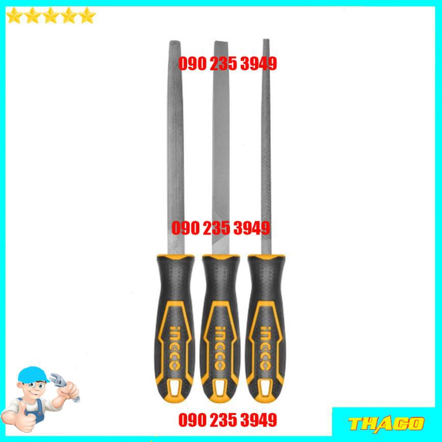 Bộ 3 cây giũa gỗ dẹp tròn bán nguyệt dài 200mm Total Ingco chất liệu thép cao cấp 1234