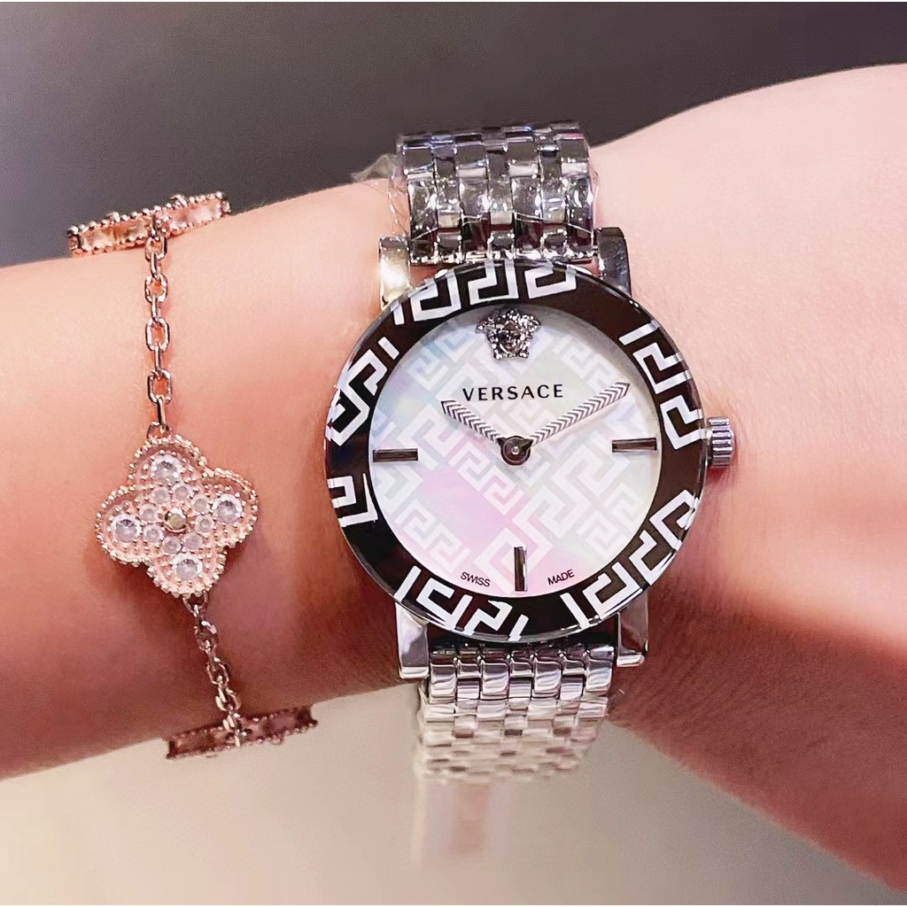 Đồng hồ nữ bằng thép không gỉ màu vàng hồng VERSACE Đồng hồ nữ thời trang công sở thông thường