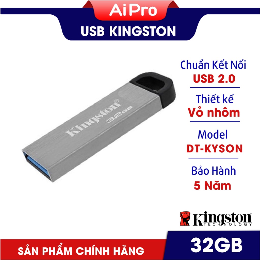 USB Kingston DT - KYSON 32GB - USB 2.0 - Hàng nhập khẩu - BH 5 Năm