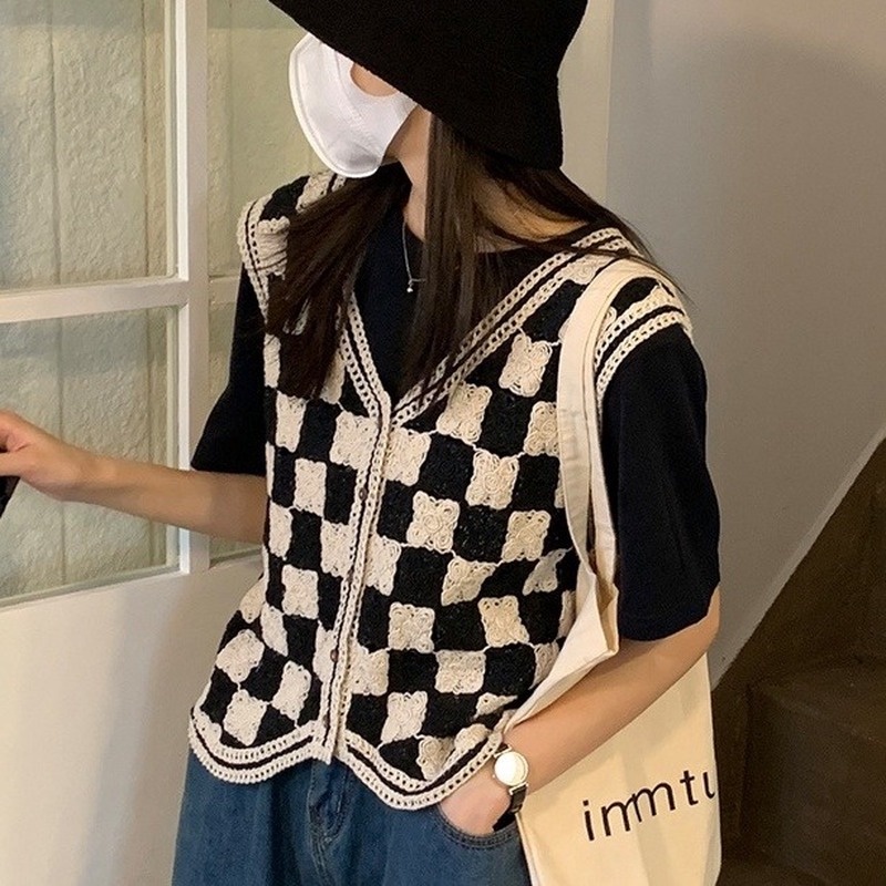 Áo cardigan dệt kim cổ chữ V phong cách retro 211201 | BigBuy360 - bigbuy360.vn