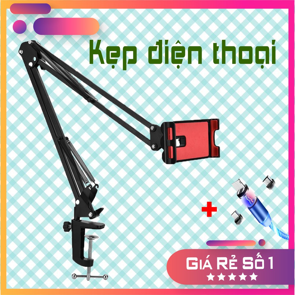 Giá đỡ & Kẹp | COMBO KẸP ĐIỆN THOẠI ĐẦU GIƯỜNG SIÊU BỀN + CÁP SẠC NAM CHÂM 3 ĐẦU ĐA NĂNG | BigBuy360 - bigbuy360.vn