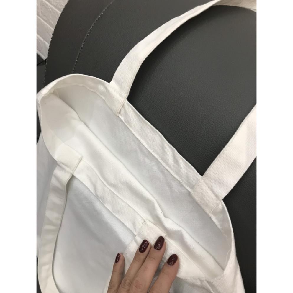 [VẢI LOẠI 1] Túi tote túi vải bố, vải canvas đeo vai xách tay nam nữ unisex trơn màu trắng có thể vẽ, in lên thân