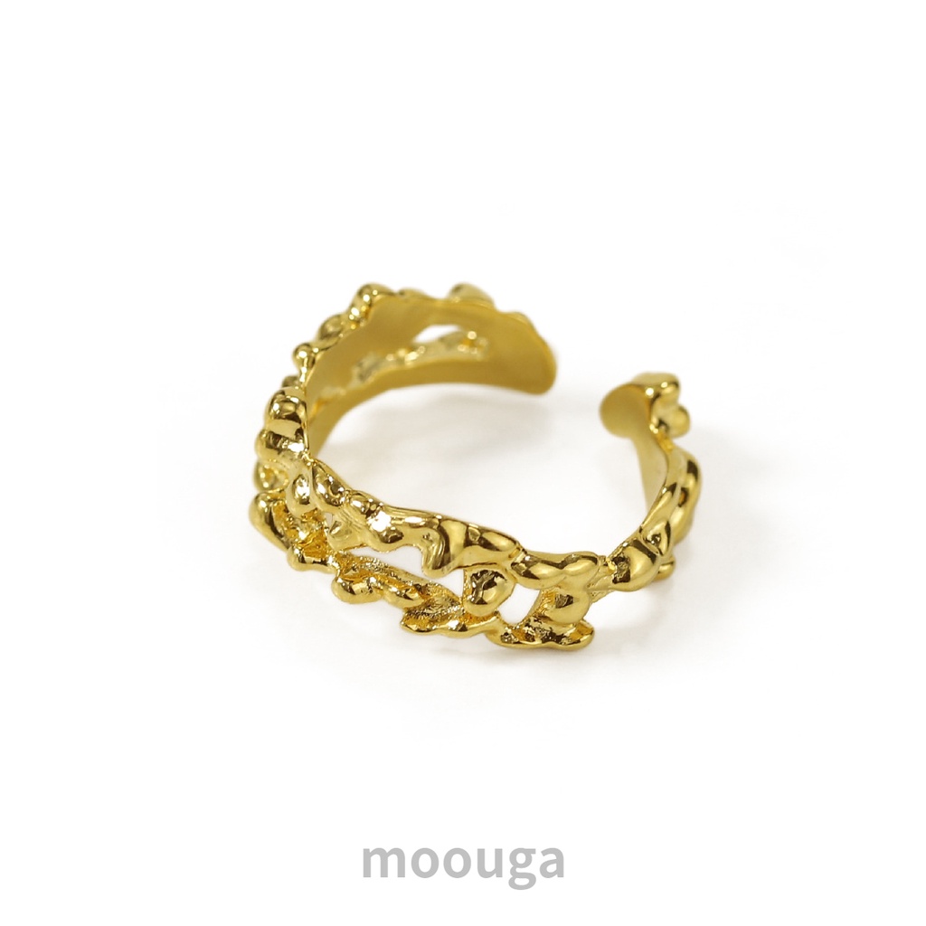 Nhẫn Moouga / Mạ Vàng 18K Dạng Hở Thiết Kế Độc Đáo Phong Cách Retro