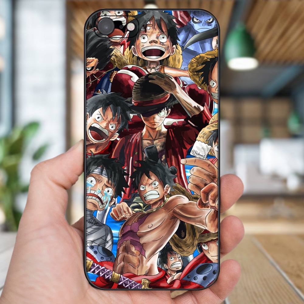 Ốp lưng iPhone 7, 8 dẻo đen cạnh vuông in hình Luffy One Piece