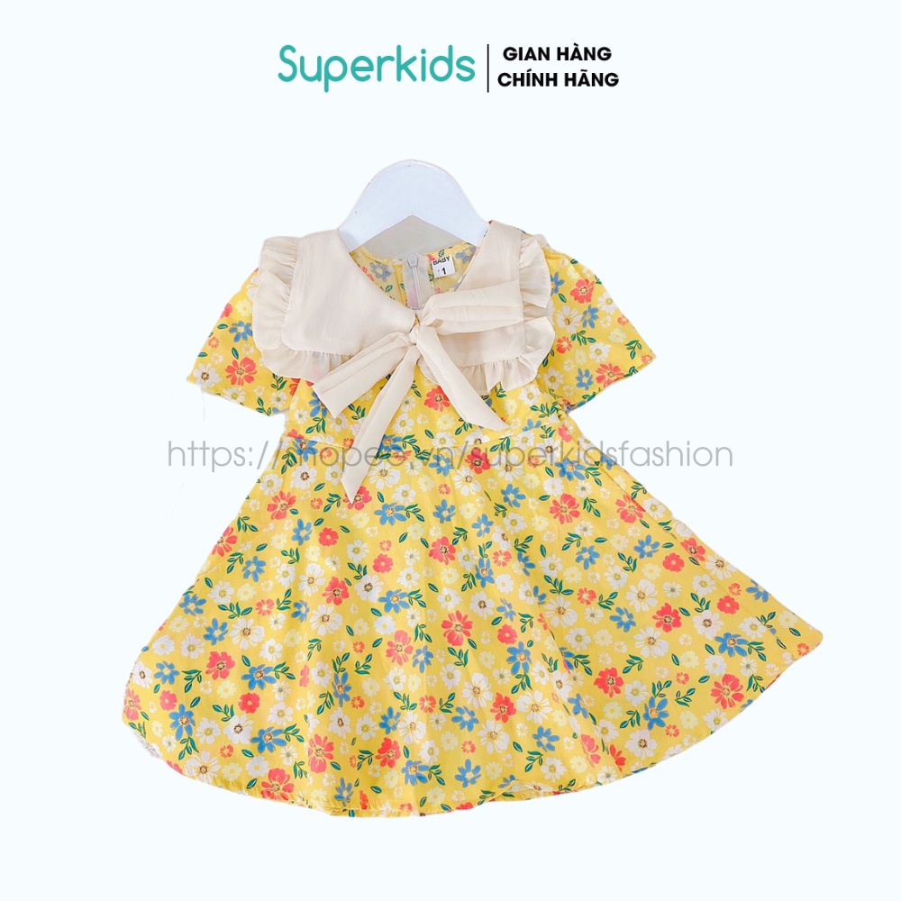 Váy cho bé gái, Đầm hoa nơ tiểu thư 8-18kg QATE796