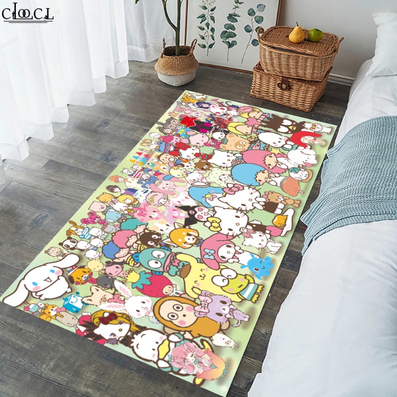 Thảm Lông Lót Sàn Chống Trượt Hình Hello Kitty Đáng Yêu