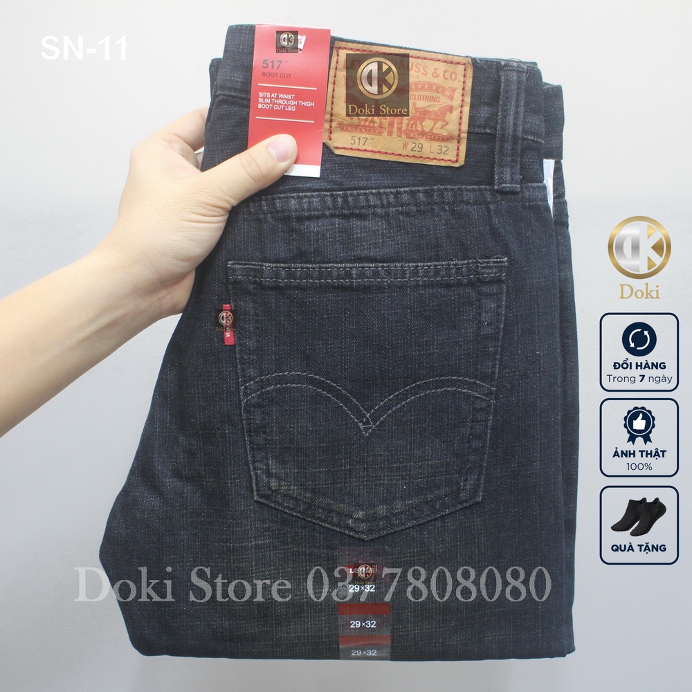 Quần jean nam xanh đậm SN-11, quần jean ống rộng, ống suông, vải mềm ko co giãn - Doki Store