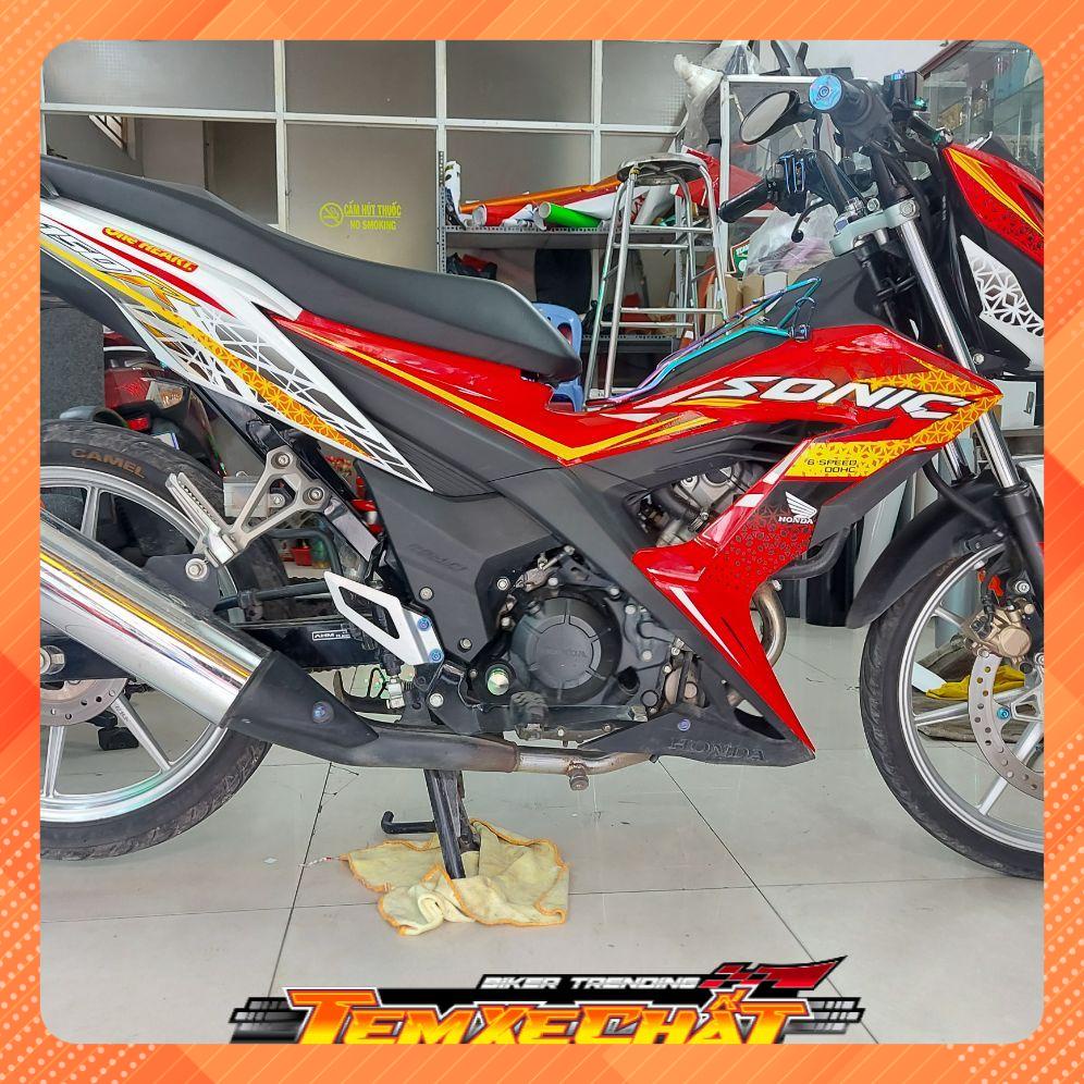 Bộ Tem xe Sonic , tem rời cao cấp dán xe trắng đỏ racing