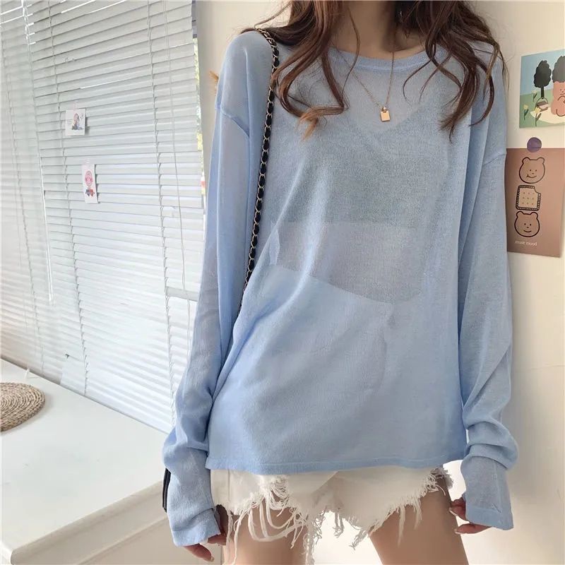 Áo Thun Dài Tay Dáng Rộng Vải Mỏng Chống Nắng Thời Trang Mùa Hè Dành Cho Nữ 2022 | BigBuy360 - bigbuy360.vn