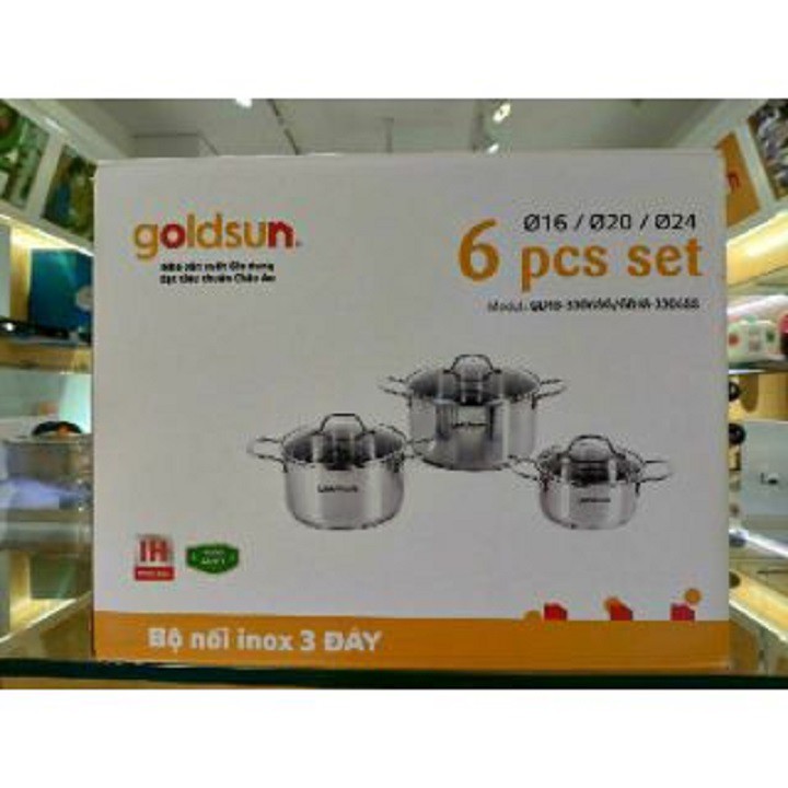 BỘ NỒI INOX 3 ĐÁY GOLDSUN GE35-3306SGMT